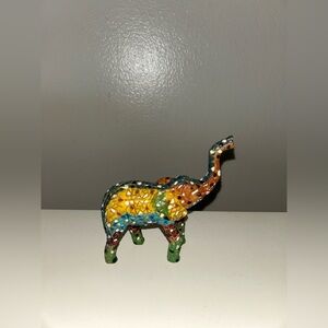 Mosaic Elephant Lucky Figurine Statue Hand Painted Spain Trunk up for Luck!